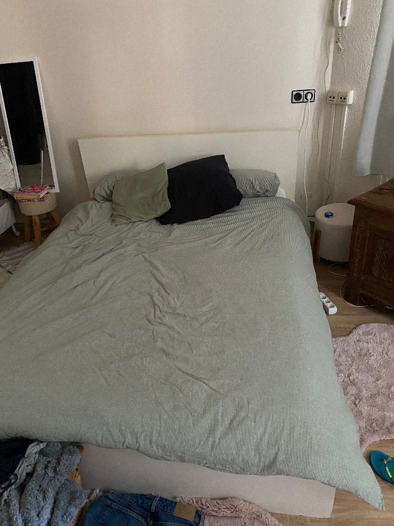 Bed, Ophalen, Gebruikt, Wit, Tweepersoons