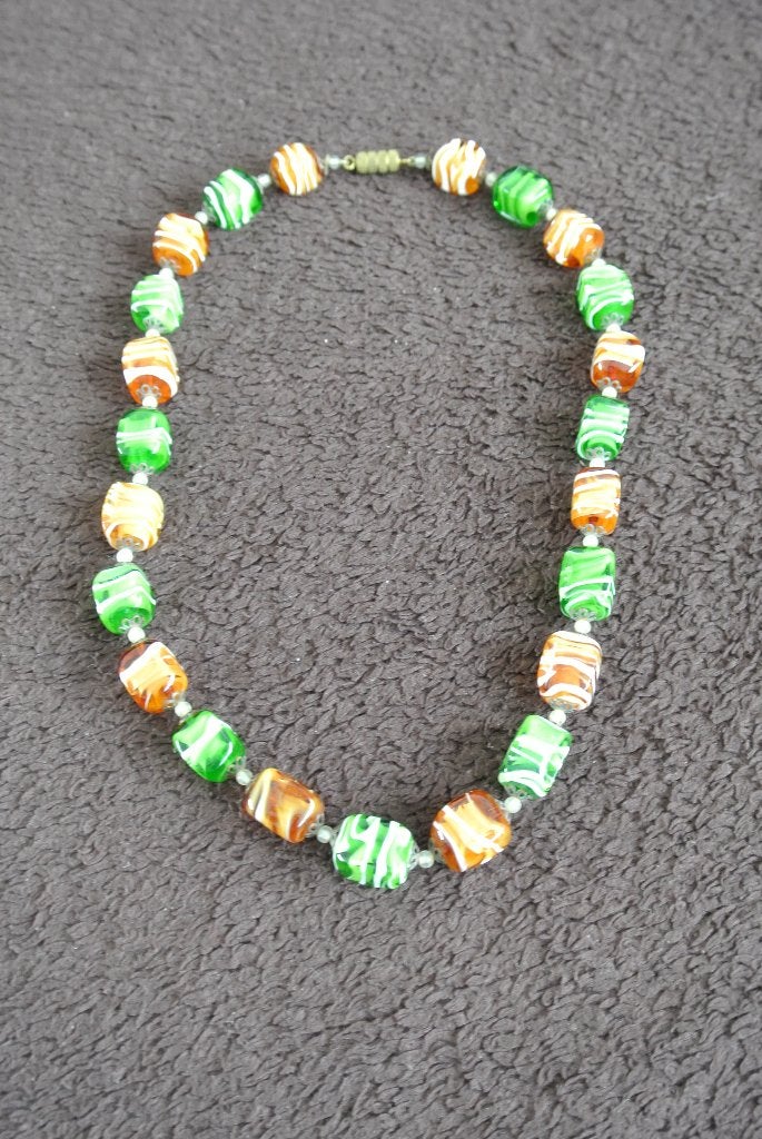 Vintage Murano kralen ketting, Ophalen of Verzenden, Zo goed als nieuw, Groen, Overige materialen