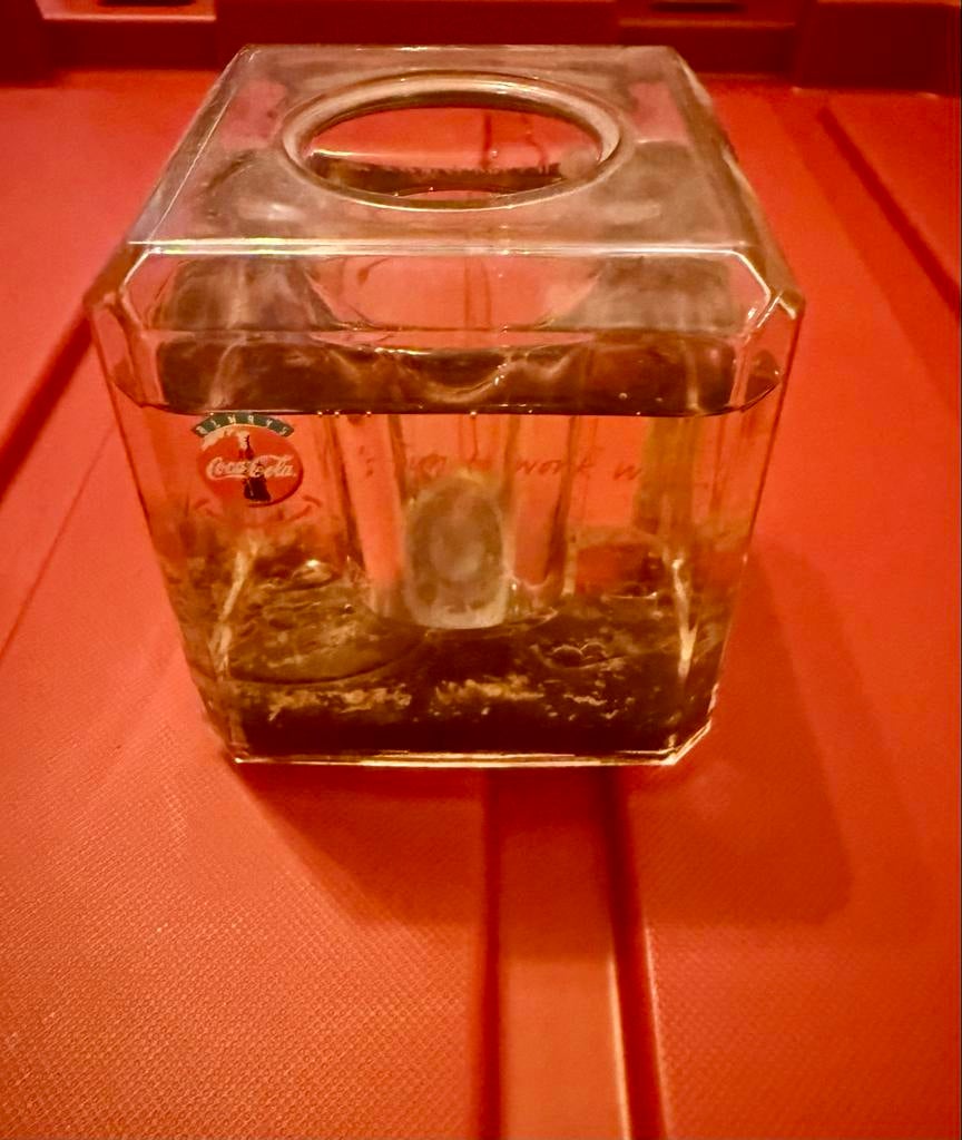 Vintage Coca-Cola Glazen Tissue Box Houder, Ophalen of Verzenden, Gebruikt, Gebruiksvoorwerp