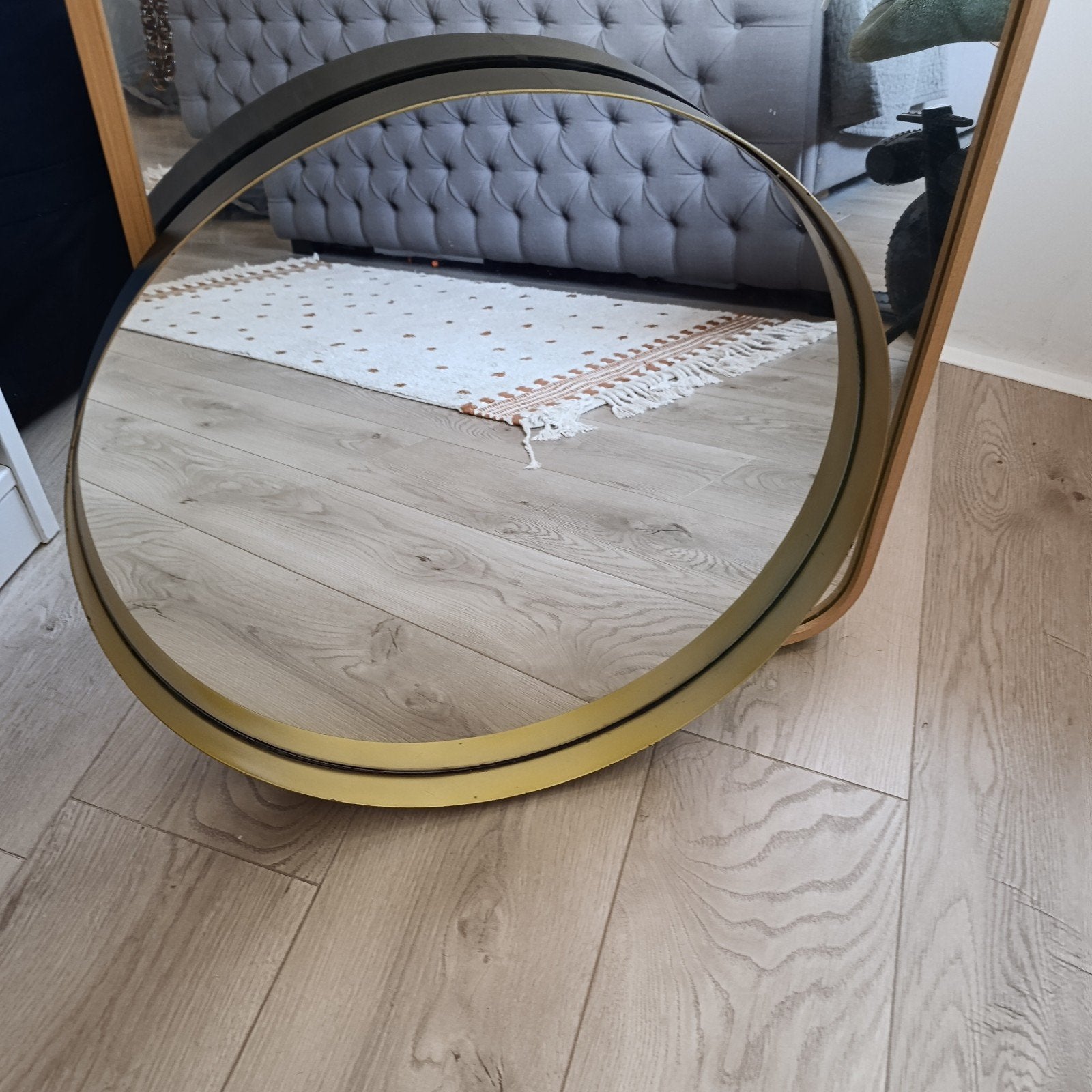 Mooie ronde spiegel zwart/goud van Xenos, Ophalen, Gebruikt, Rond