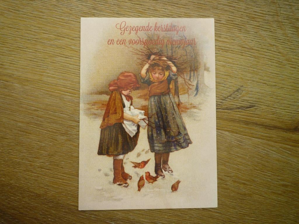 Nostalgische kaart met roodborstjes vogels, Ophalen of Verzenden, Voor 1920, Vogel
