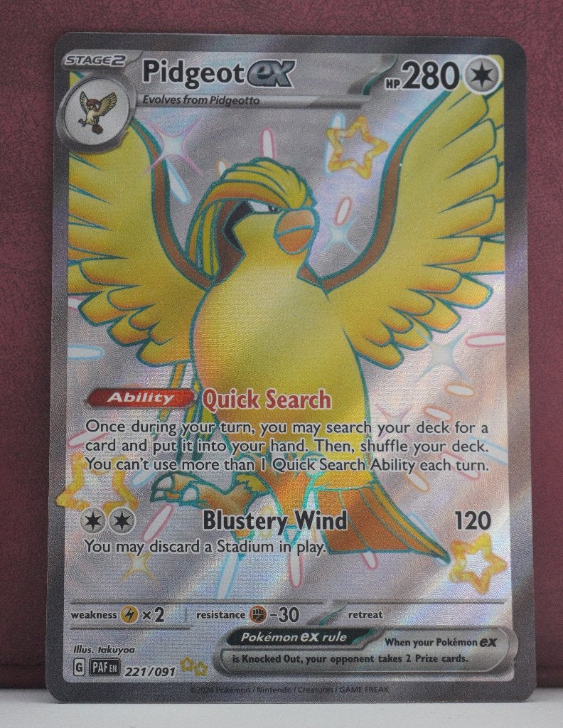 Pidgeot EX Full Art 221/091 Paldean Fates Pokèmon Kaart, Ophalen of Verzenden, Nieuw, Losse kaart
