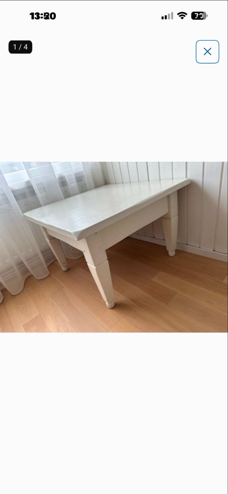 Grenen bijzettafel, wit geverfd, Ophalen, Gebruikt, Vierkant, 55 tot 75 cm