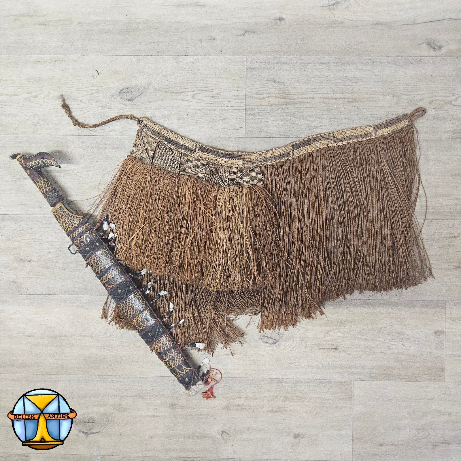 Antieke Asmat, Papua New Guinea grass skirt cache-sexe (palm, Antiek en Kunst, Kunst | Niet-Westerse kunst, Ophalen of Verzenden