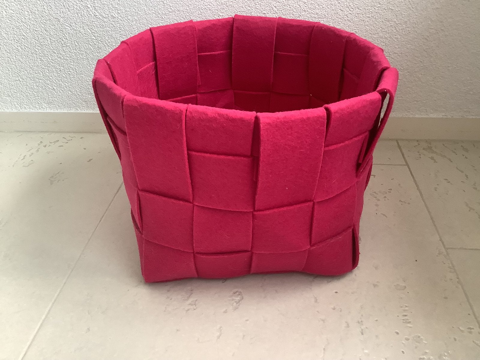 Roze stoffen vilten mand opbergmand vilt gevlochten, Huis en Inrichting, Ophalen of Verzenden, Rond, Textiel