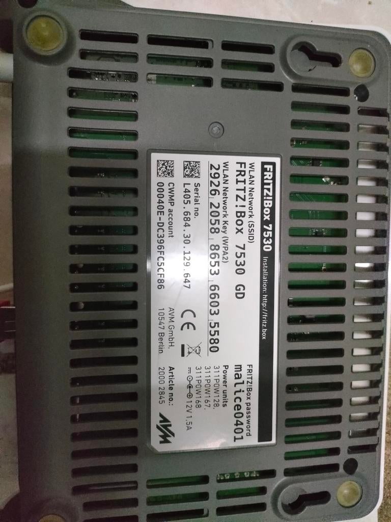 FRITZ!Box 7530 GD glasvezel router, Ophalen of Verzenden, Zo goed als nieuw, Router met modem, FRITZ!Box