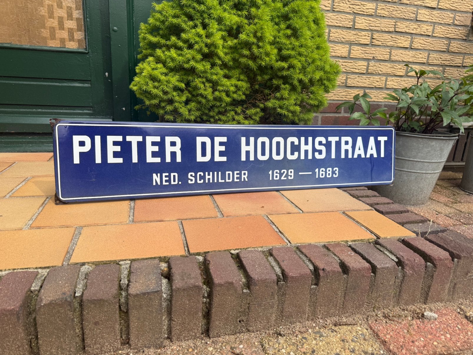 Oud emaille straatnaambord Pieter de hooch straat schilder, Ophalen of Verzenden