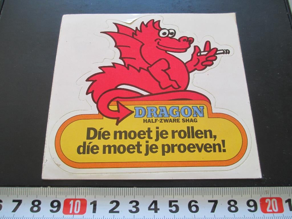 sticker tabak DRAGON half-zware shag logo draak, Ophalen, Zo goed als nieuw