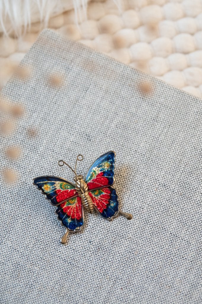 Vintage vlinder broche, Ophalen of Verzenden, Zo goed als nieuw, Goud, Overige materialen