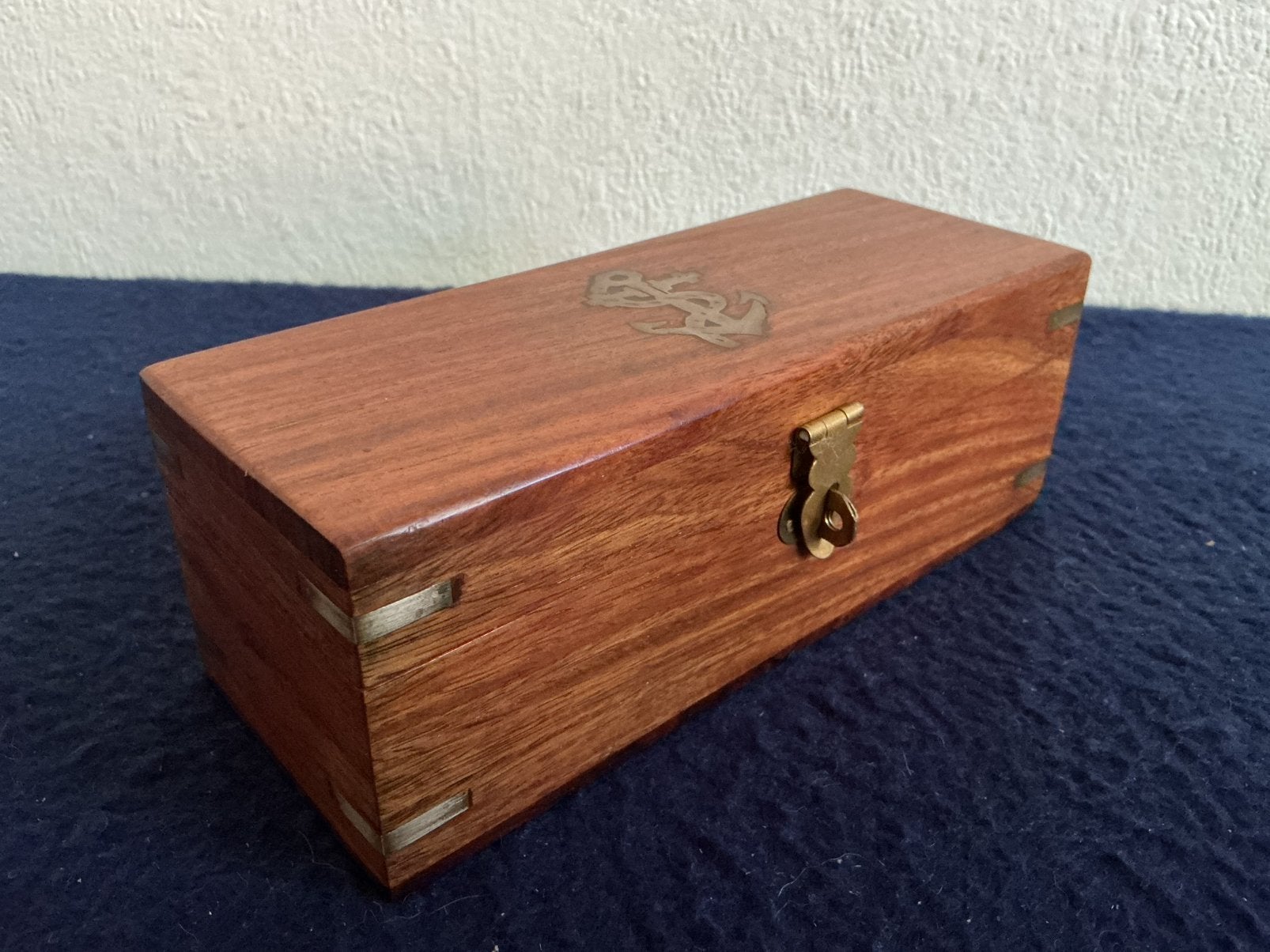 Palissander kistje met Messing anker inleg, Ophalen of Verzenden