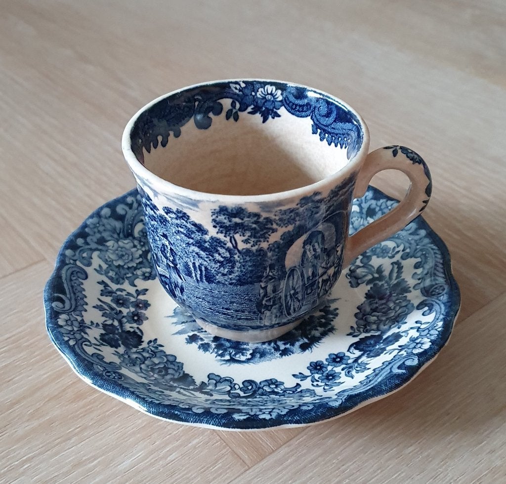 Vintage Royal Palissy Avon Scenes Kop en Schotel Blauw, Ophalen of Verzenden