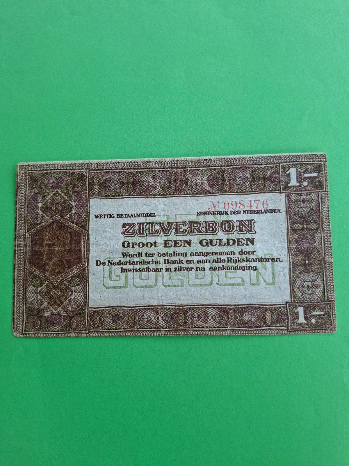 1 gulden Zilverbon misdruk uit 1920 in UNC dit biljet is ged, Postzegels en Munten, Bankbiljetten | Nederland, Ophalen of Verzenden