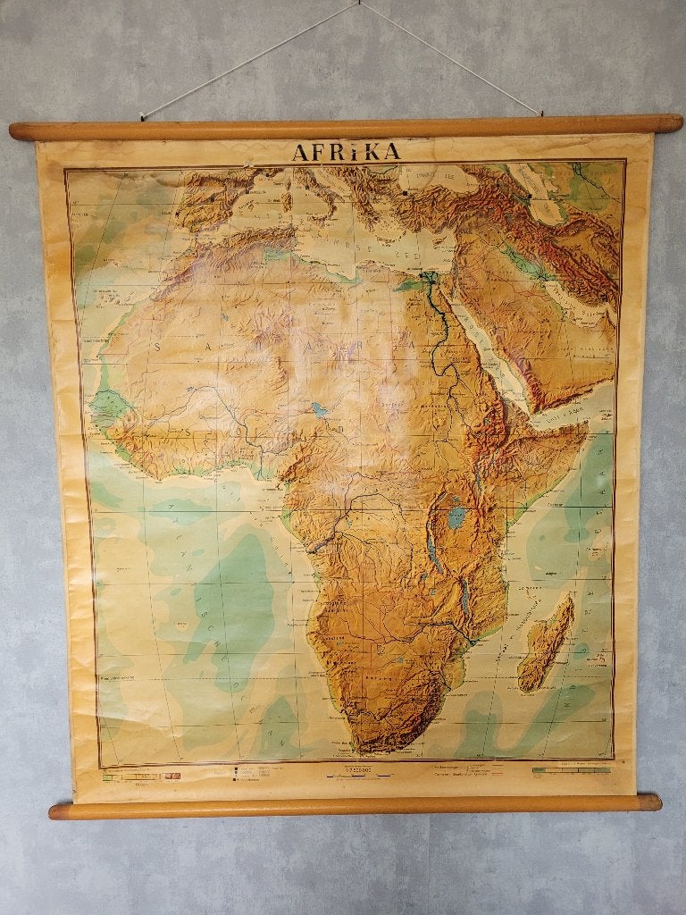 Vintage Schoolkaart Afrika - J.B. Wolters Groningen, Antiek en Kunst, Ophalen, Aardrijkskunde