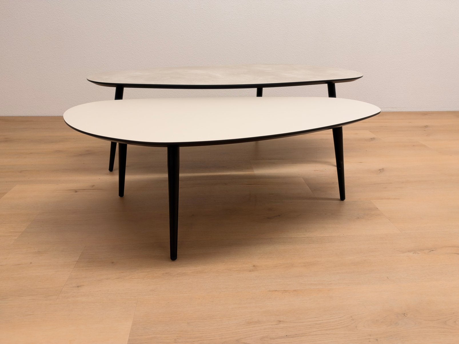 Salontafel set organische (kiezel vorm) warm beige, Huis en Inrichting, Ophalen, 100 tot 150 cm, 50 tot 100 cm, Zo goed als nieuw