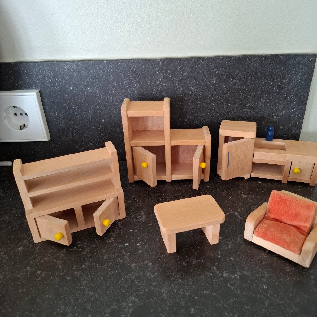 Meubeltjes poppenhuis hout, Ophalen of Verzenden, Zo goed als nieuw, Toebehoren