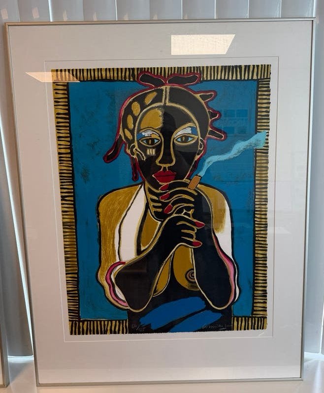 Corneille - L'Afro-cubaine bleue (26/125) - Kleurlitho, Gelimiteerde oplage, Ophalen of Verzenden, Portret en Figuren, Lithografie