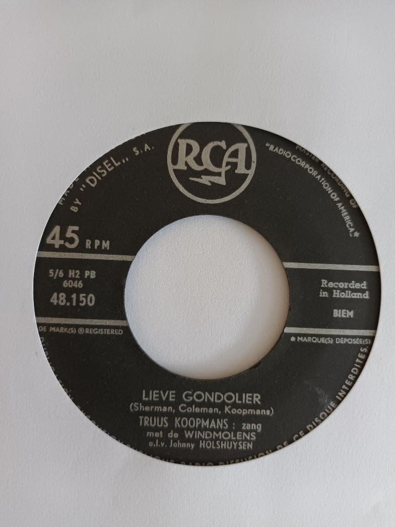 Truus Koopmans - Lieve Gondolier, Cd's en Dvd's, Vinyl | Nederlandstalig, Ophalen of Verzenden, Zo goed als nieuw, 7 inch, Levenslied of Smartlap