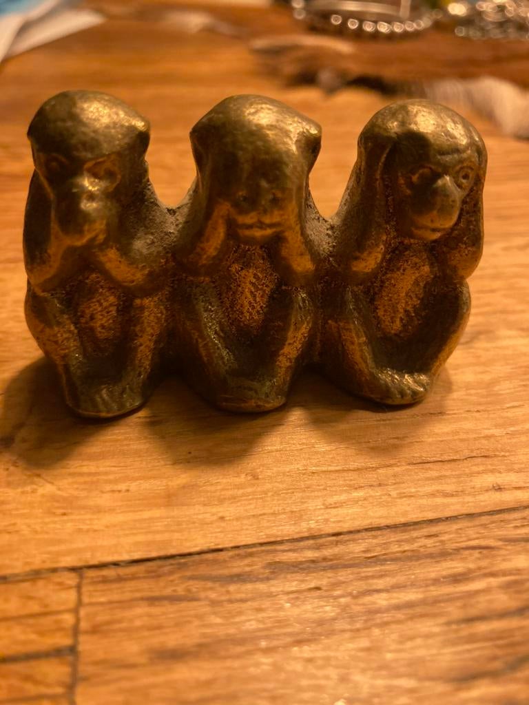Vintage horen zien en zwijgen aapjes., Verzamelen, Beelden en Beeldjes, Ophalen of Verzenden, Zo goed als nieuw, Dier