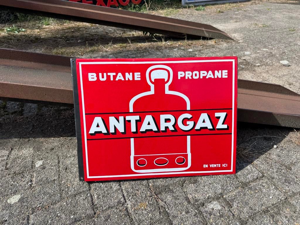 Antargaz emaille reclamebord, Ophalen of Verzenden, Gebruikt, Reclamebord