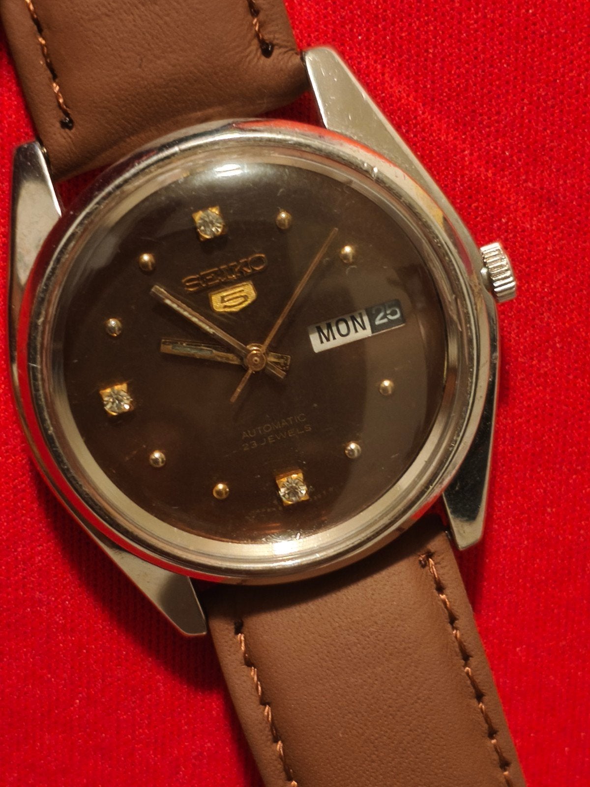 Automatisch Seiko 5 horloge Cal. 6119-8090, perfect werkend, Sieraden, Tassen en Uiterlijk, Horloges | Heren, Seiko, Leer, Staal