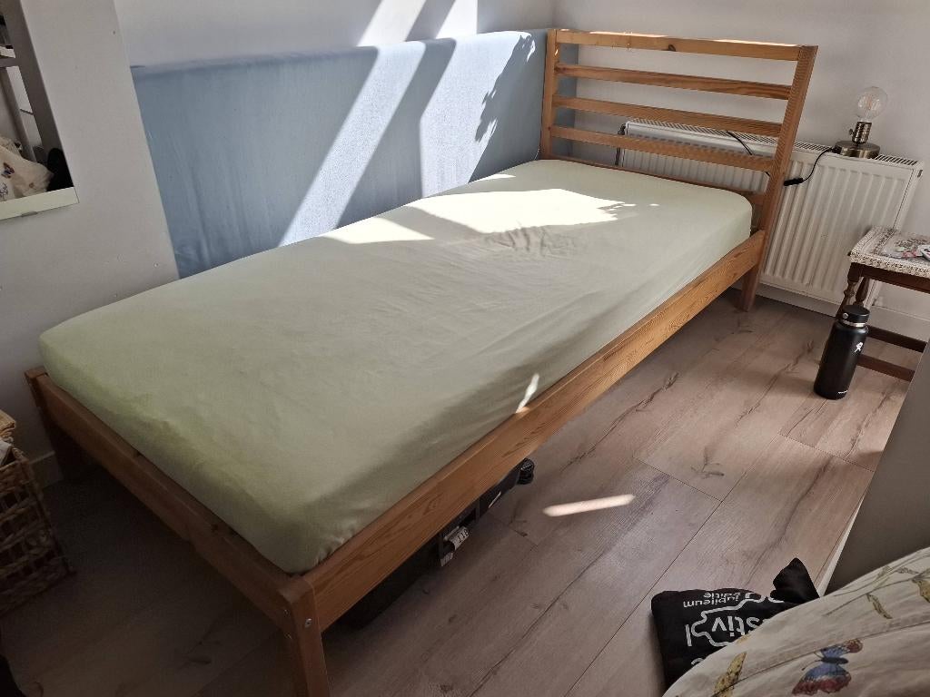 Bedden, Ophalen, 90 cm, Eenpersoons, Bruin