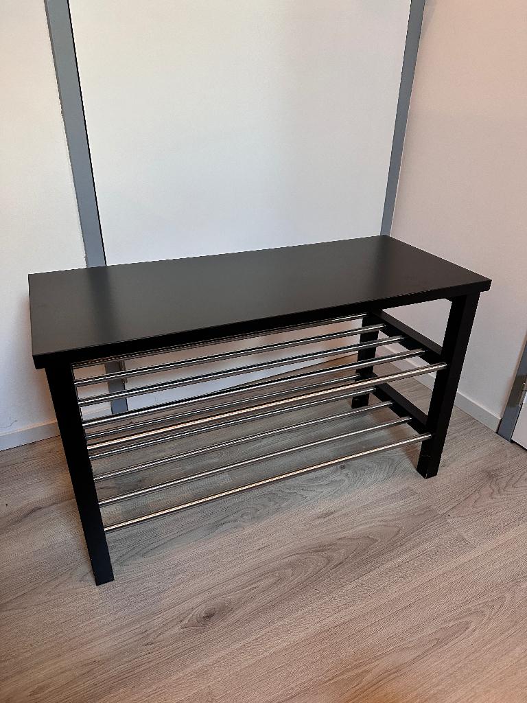 Ikea Tjusig bank met schoenenrek zwart, Huis en Inrichting, Ophalen, Gebruikt