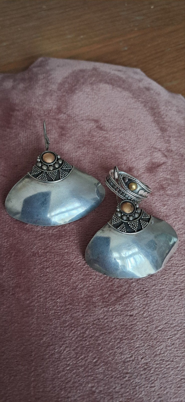 Zilveren set oorbellen en ring, Gebruikt, Ophalen of Verzenden, Dame, Zilver