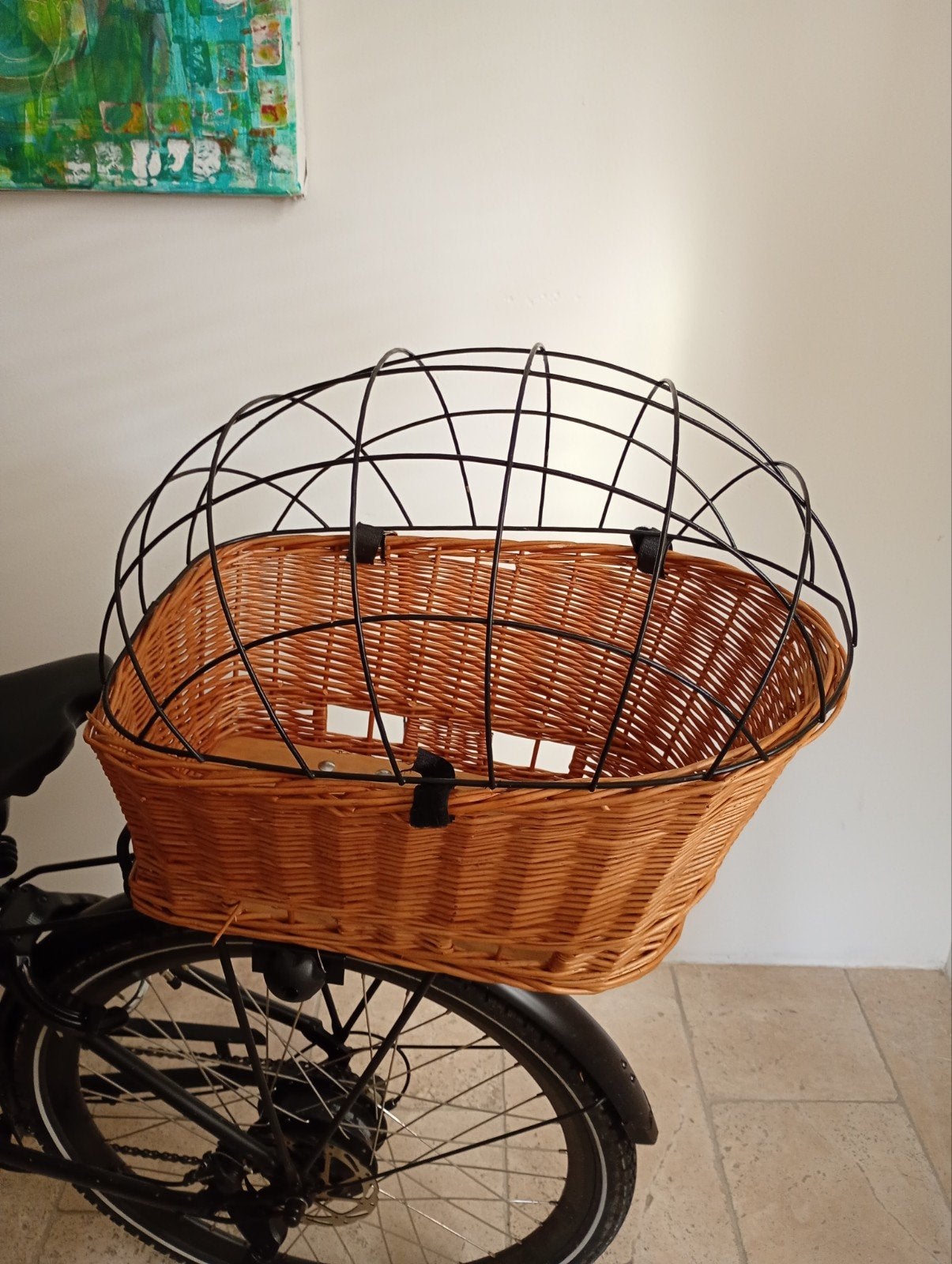 Rotan fietsmand voor hond, kat of boodschappen, Ophalen of Verzenden, Gebruikt, Fietsmand