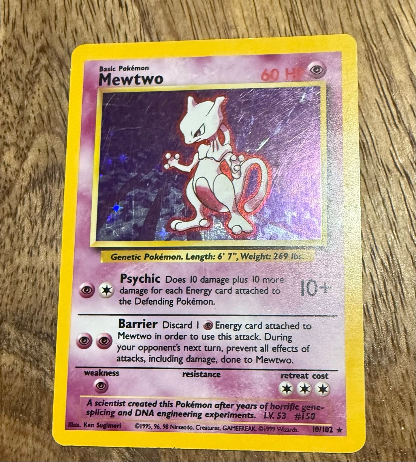 Mewtwo (BS 10) Pokémon kaart, Hobby en Vrije tijd, Ophalen, Gebruikt, Losse kaart, Foil