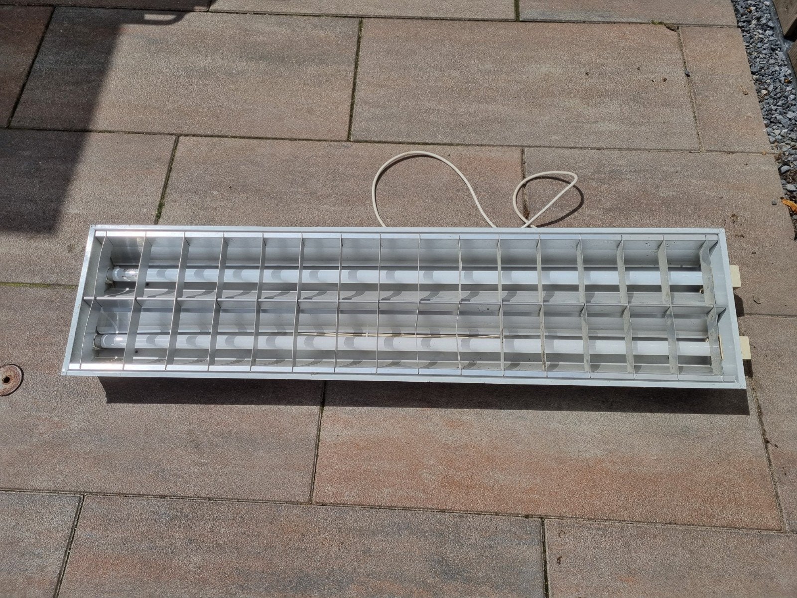TL-armatuur met rooster, 2x TL-buis 120cm, Huis en Inrichting, Ophalen, Gebruikt, Industrieel