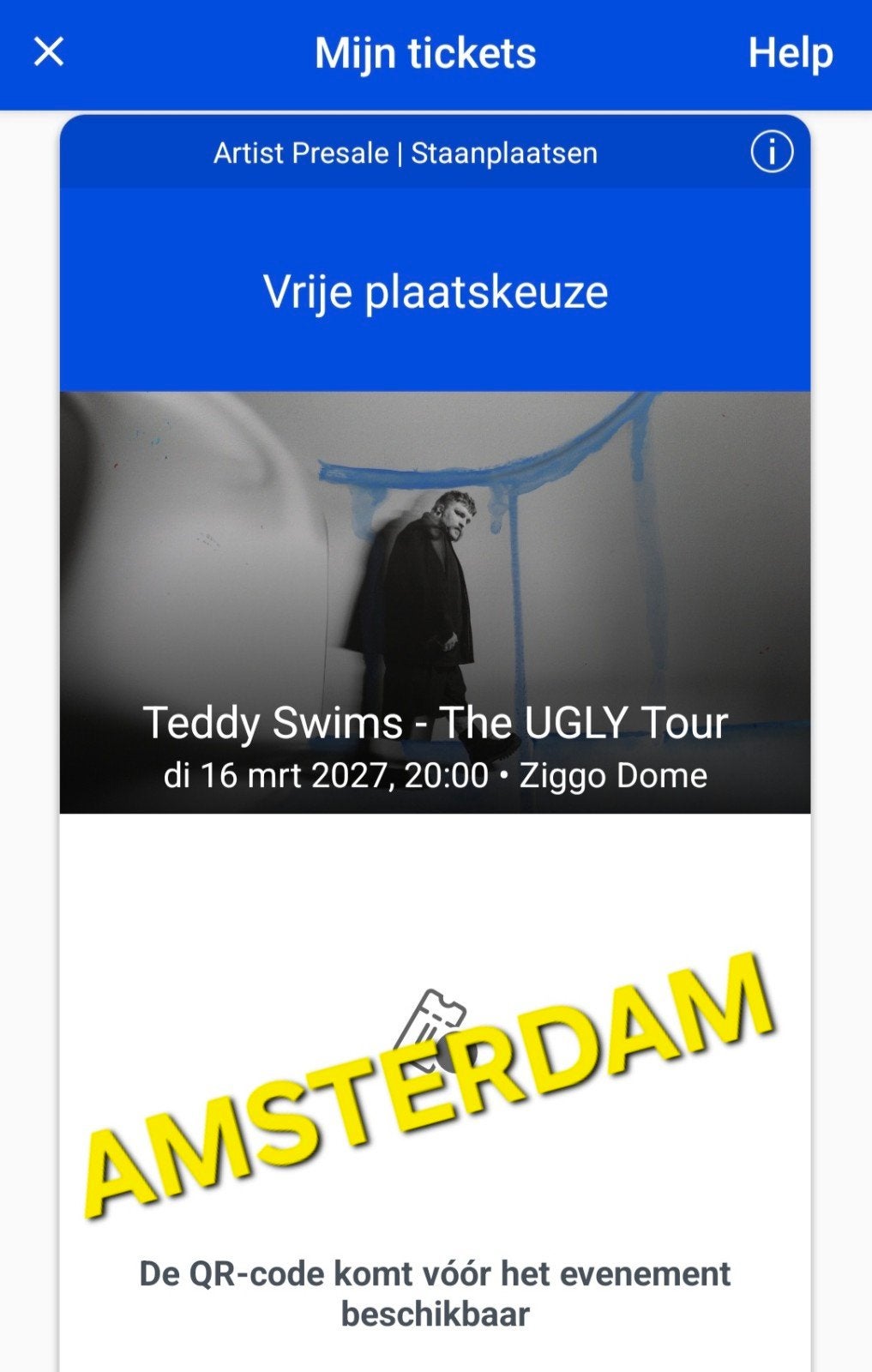 2x tickets Teddy Swims - 16 maart '27, Tickets en Kaartjes, Twee personen, Maart, Levenslied