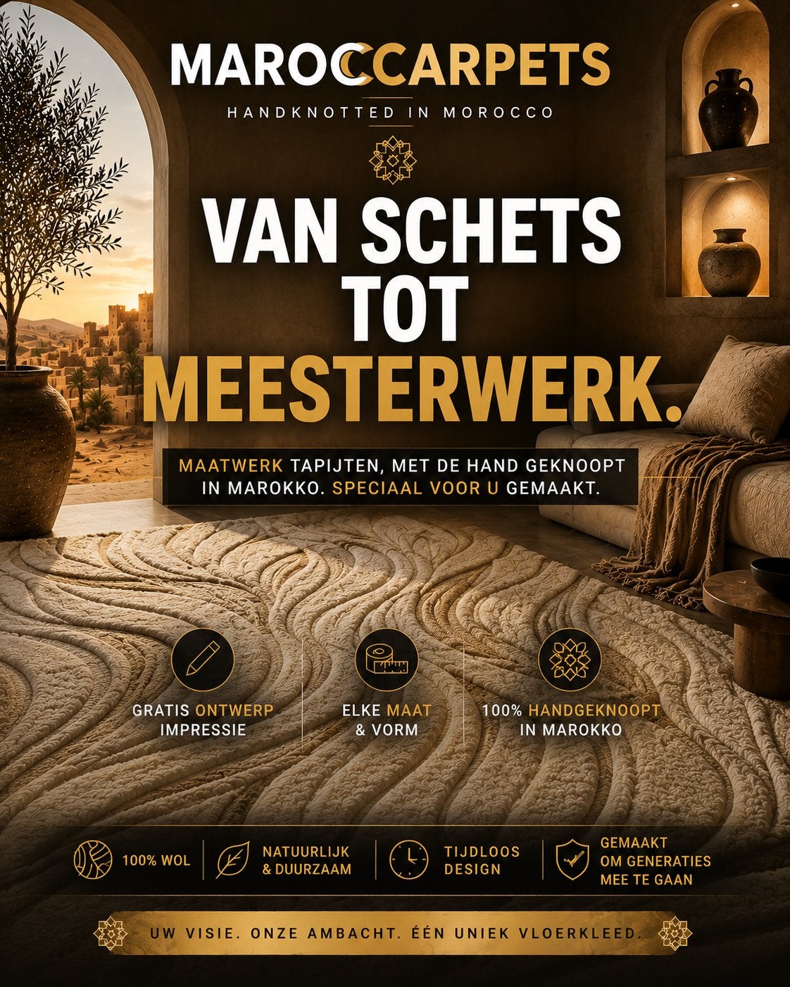 Luxe Marokkaanse tapijten - Handgeknoopt op maat, Ophalen of Verzenden, 200 cm of meer, Maroccarpets, Info@maroccarpets.com