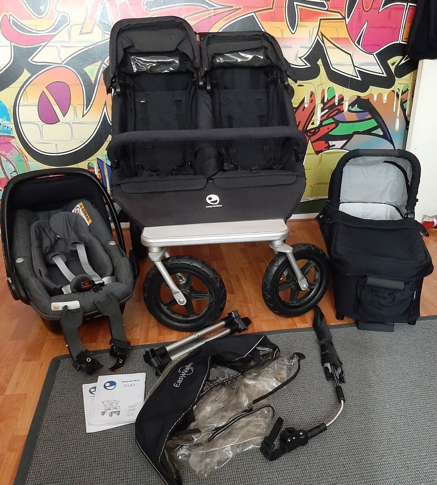 Easywalker Duo dubbele kinderwagen, Ophalen, Overige merken, Luchtbanden