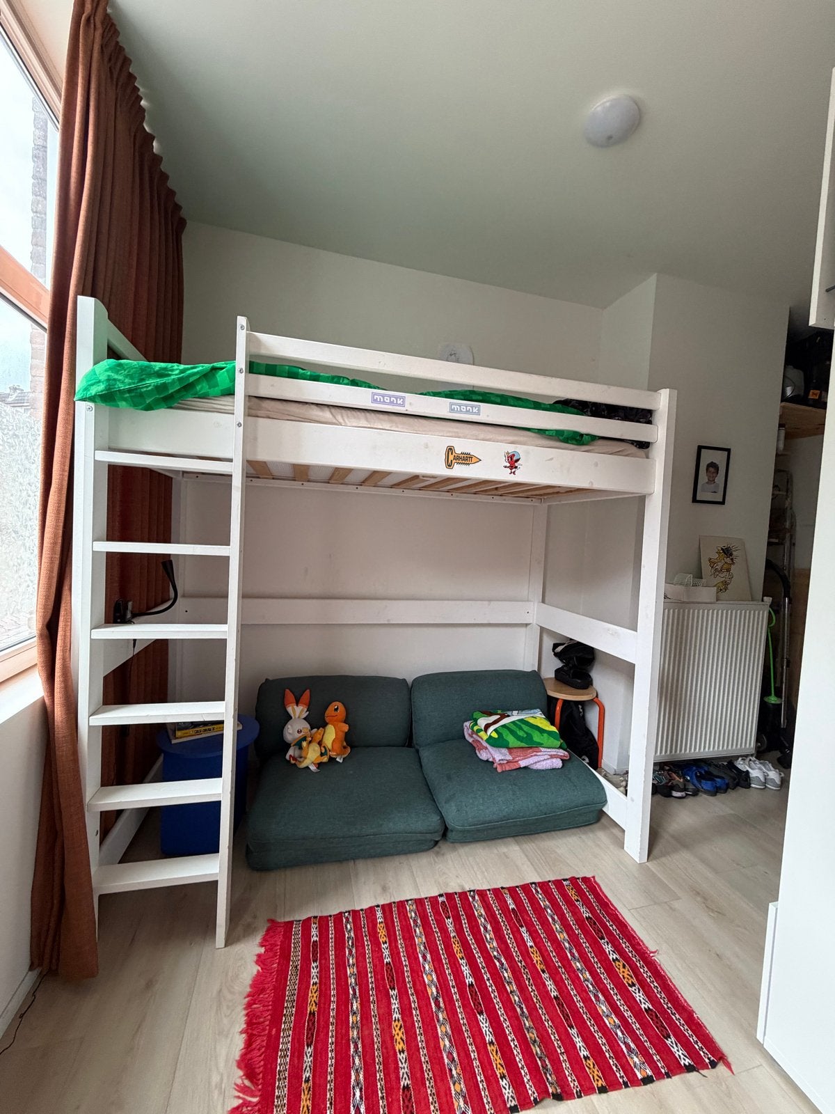 Hoogslaper met nieuw matras - Ideaal voor kleine kamers, Hoogslaper, Eenpersoons, Ophalen of Verzenden, 200 cm