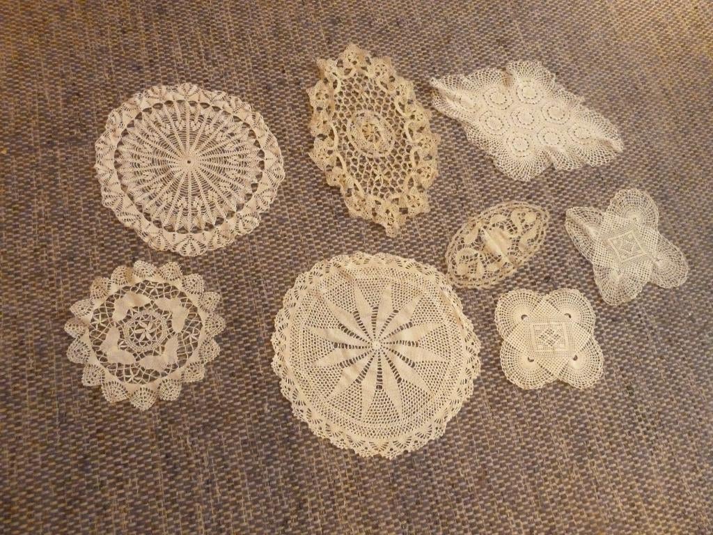 Partij met 8 vintage gehaakte kleedjes., Ophalen of Verzenden