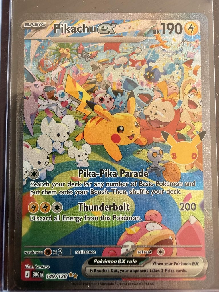 Pikachu ex 149/128 uit de 30th Anniversary Celebration set.