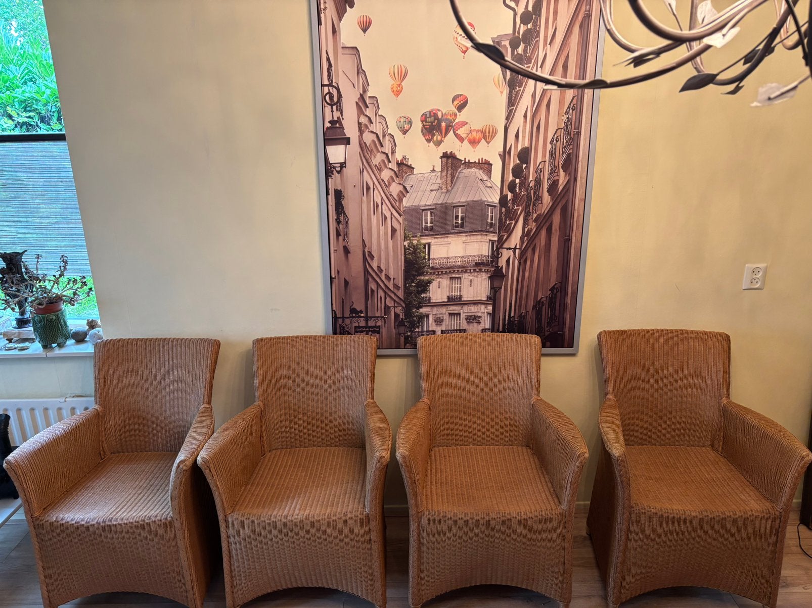 Set van 4 originele Lloyd Loom eetkamerstoelen (SM Design), Ophalen, Zo goed als nieuw, Bruin