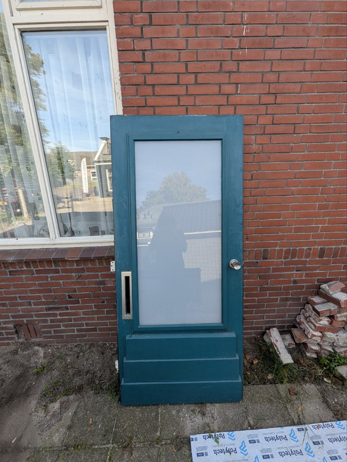 Buitendeur met hr++ glas, 91,7 cm breed, 203,5 cm hoog, Ophalen, Gebruikt, 80 tot 100 cm, Buitendeur