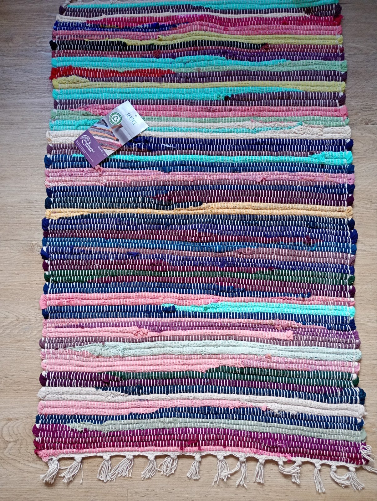 Kleurrijk Vloerkleed 60x90 cm - Gerecycled Materiaal, 50 tot 100 cm, Nieuw, Bohemian, Kleurrijk, Duurzaam, Rechthoekig