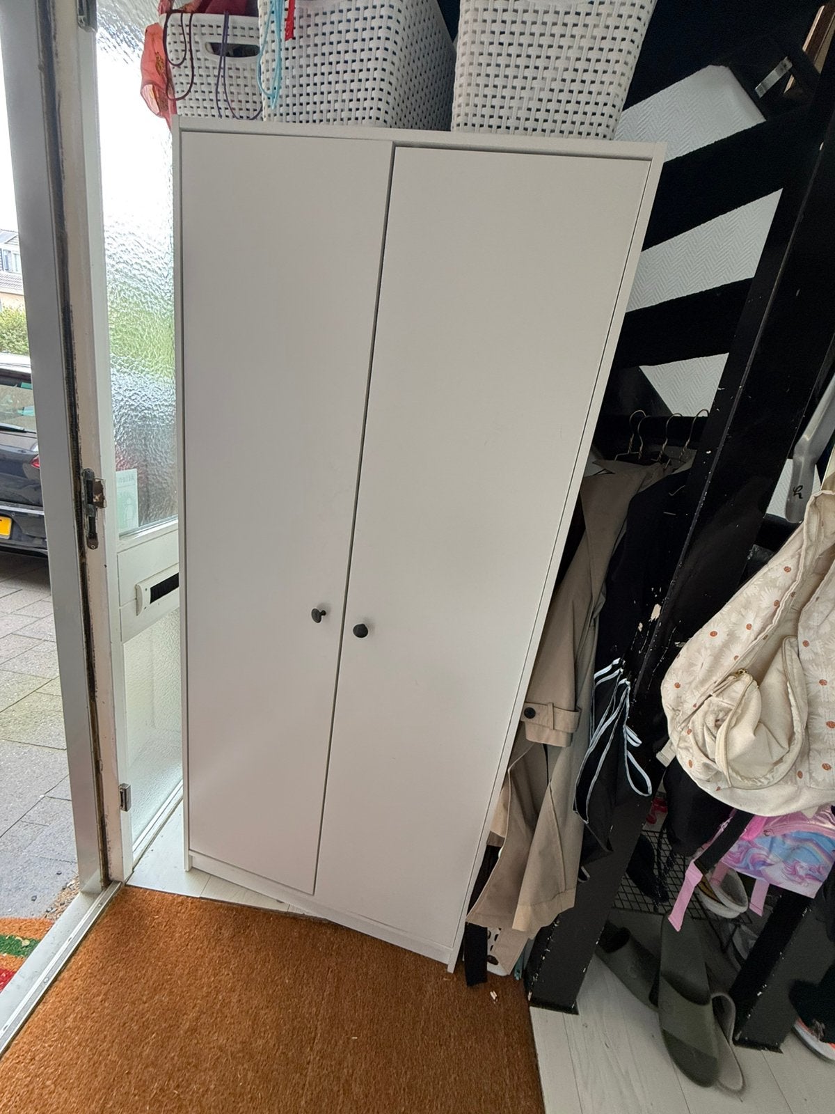 Witte kledingkast hang en 1 legplank, Huis en Inrichting, Kasten | Lockerkasten, Ophalen, Zo goed als nieuw