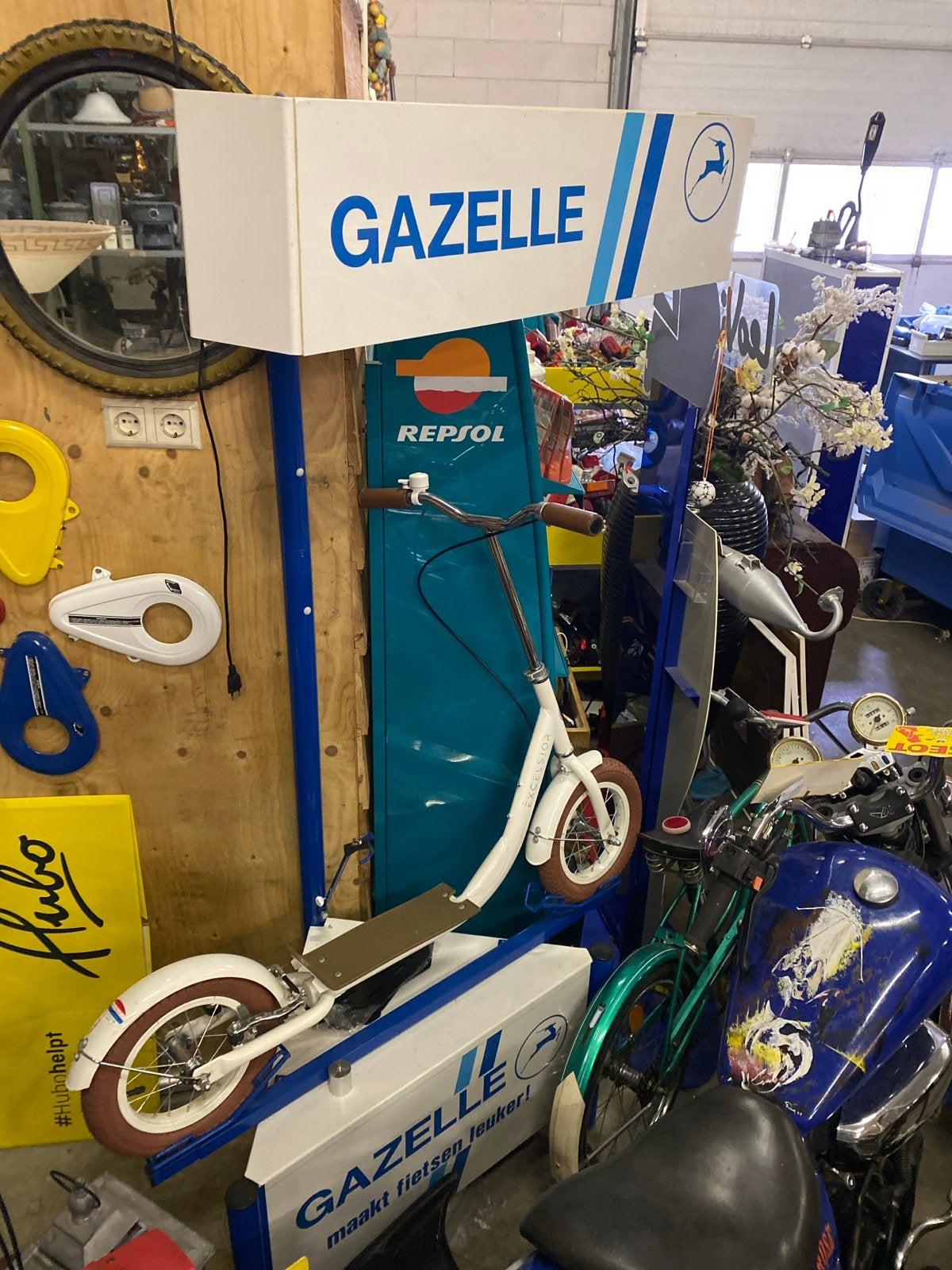 Vintage Gazellereclamebord - Uniek verzamelobject, Fietsen en Brommers, Ophalen of Verzenden, Gebruikt, Gewone step