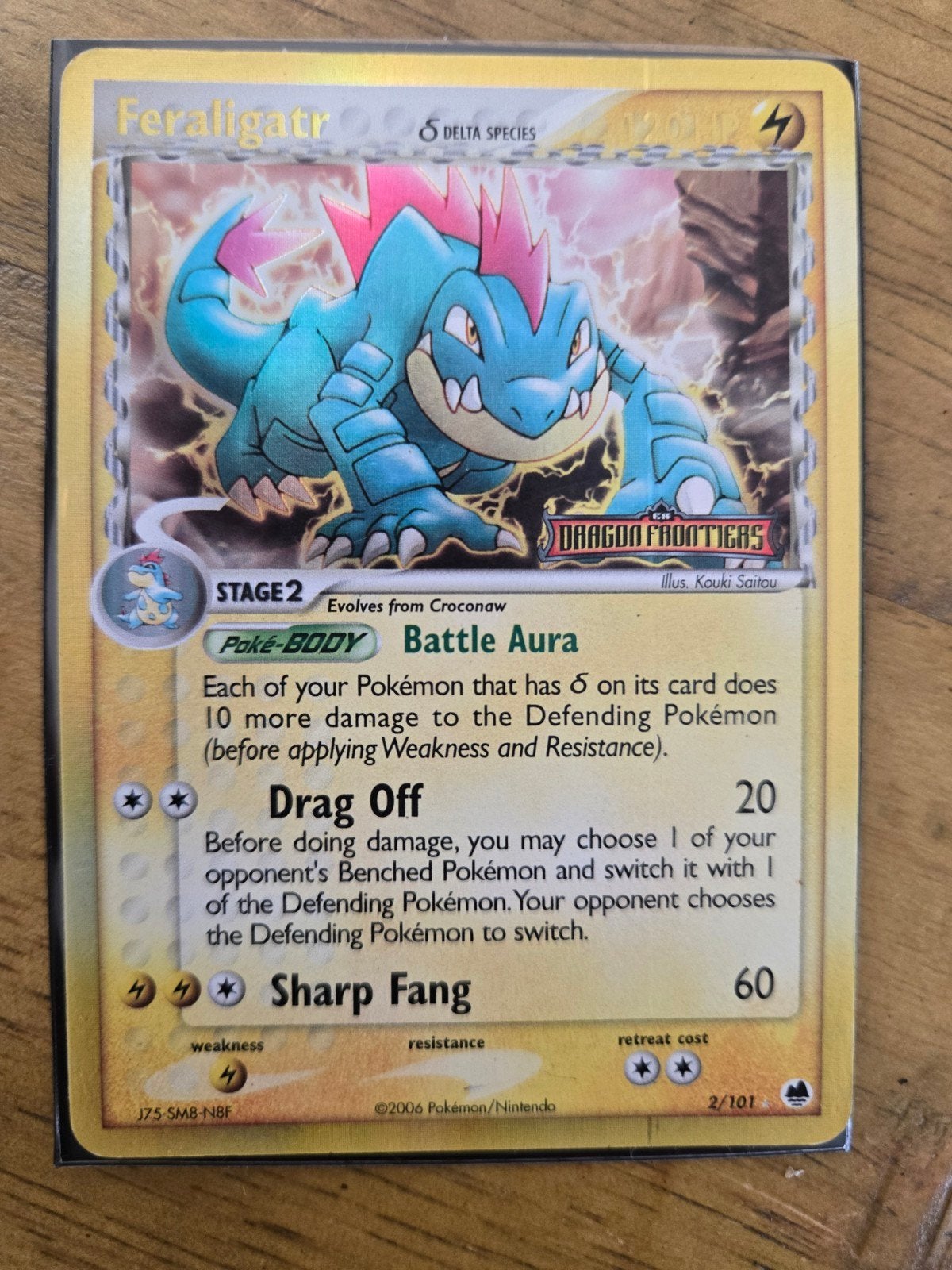 Feraligatr δ 2/101 EX Dragon Frontiers Pokémon Kaart, Ophalen of Verzenden, Gebruikt, Losse kaart