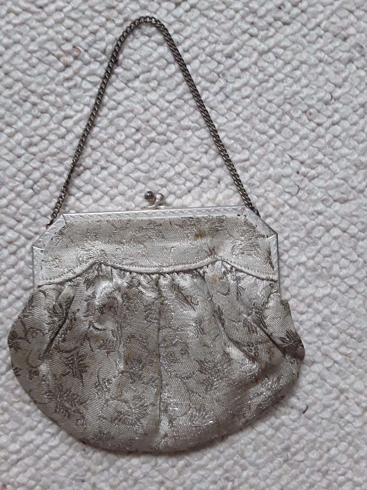 Antiek zilverkleurig - buideltasje - avondtasje - galatasje, Antiek en Kunst, Ophalen of Verzenden, Dames