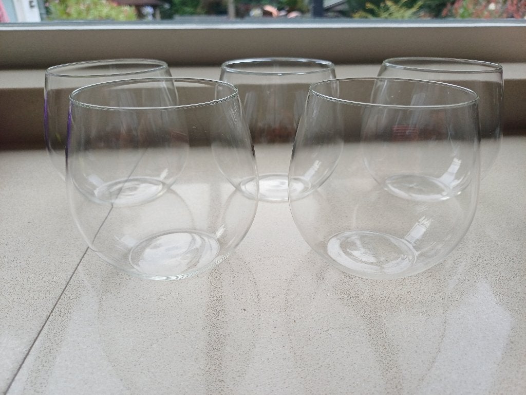 5 + 6 Bodum wijnglazen zonder voet, Verzamelen, Ophalen, Zo goed als nieuw, Overige typen