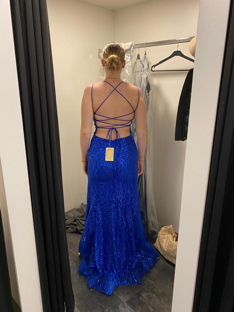 Kobaltblauwe Mermaid Galajurk - Maat L, Kleding | Dames, Ophalen of Verzenden, Zo goed als nieuw, Maat 42/44 (L), Blauw