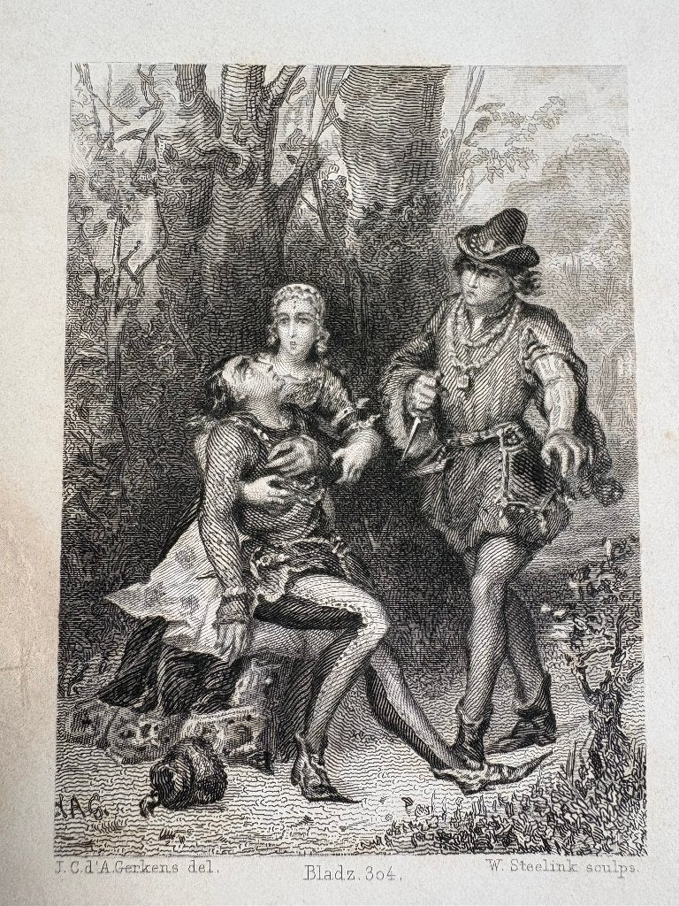 4 gravures (Willem Steelink Sr. & J. C. d'Arnaud Gerkens), Antiek en Kunst, Dagelijks leven, 1800 - 1899, Met tekst, Ophalen of Verzenden