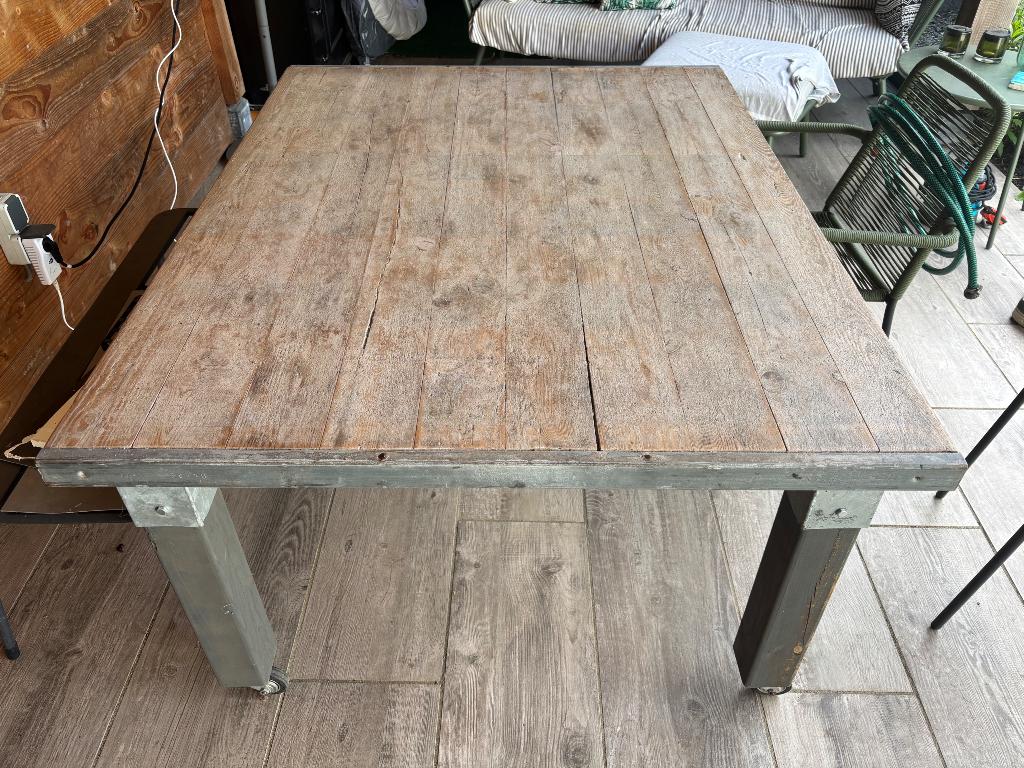 Buiten tafel steenschot, Ophalen, Gebruikt, Vierkant, Hout
