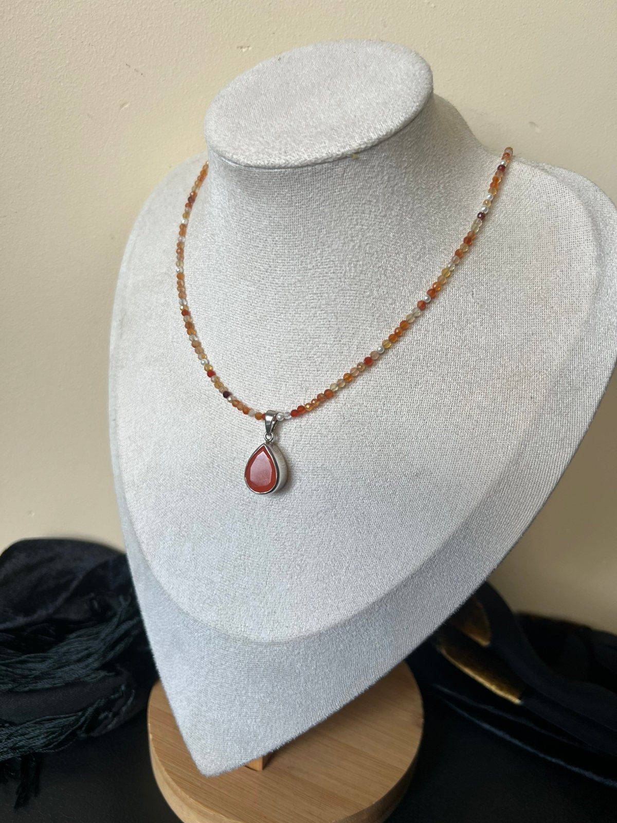 Carneool ketting & hanger zilver power steun stress magie, Sieraden, Tassen en Uiterlijk, Kettingen, Magnolia11, Nieuw, Oranje