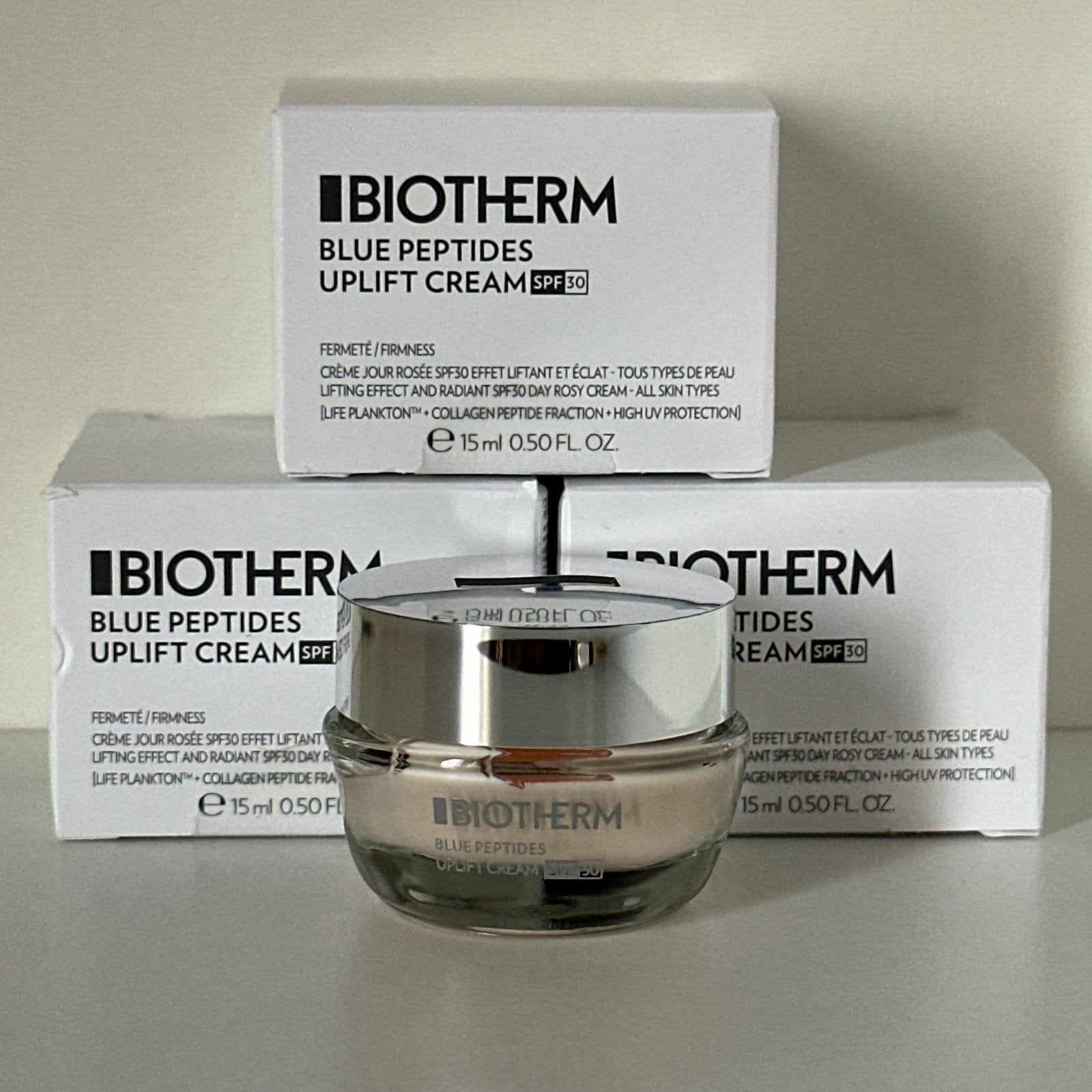 Biotherm Blue Peptides Uplift Cream SPF30 - 15 ml, Ophalen of Verzenden, Nieuw, Gehele gezicht, Verzorging