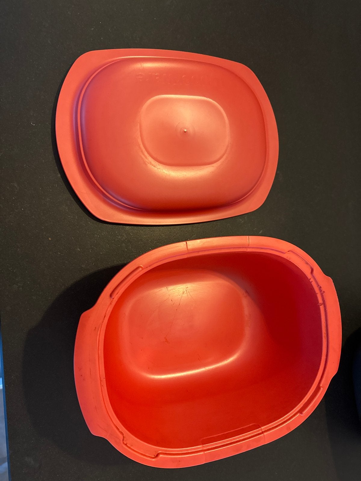 Tupperware Ovale Schaal met Deksel - Oranje, 3.5 L, Gebruikt, Schaal, Oranje, Ophalen of Verzenden